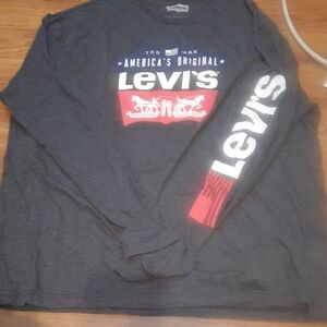 Levi's Dark Gray Long Sleeve with Red and White Logo